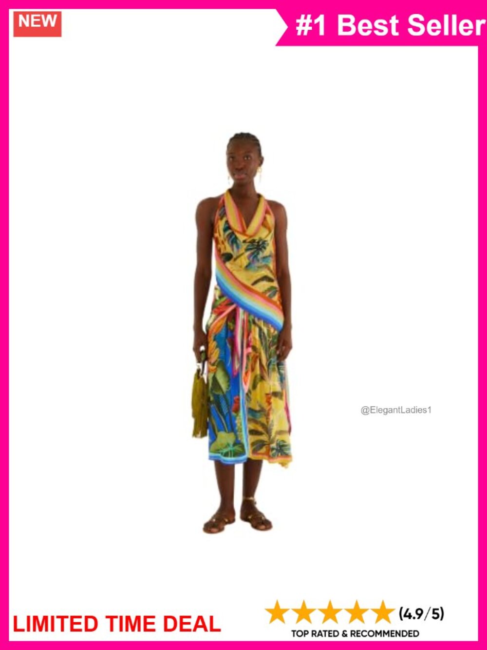 Sleeveless V Neck Open Back Blouse 100% Viscose Tropical Print Top